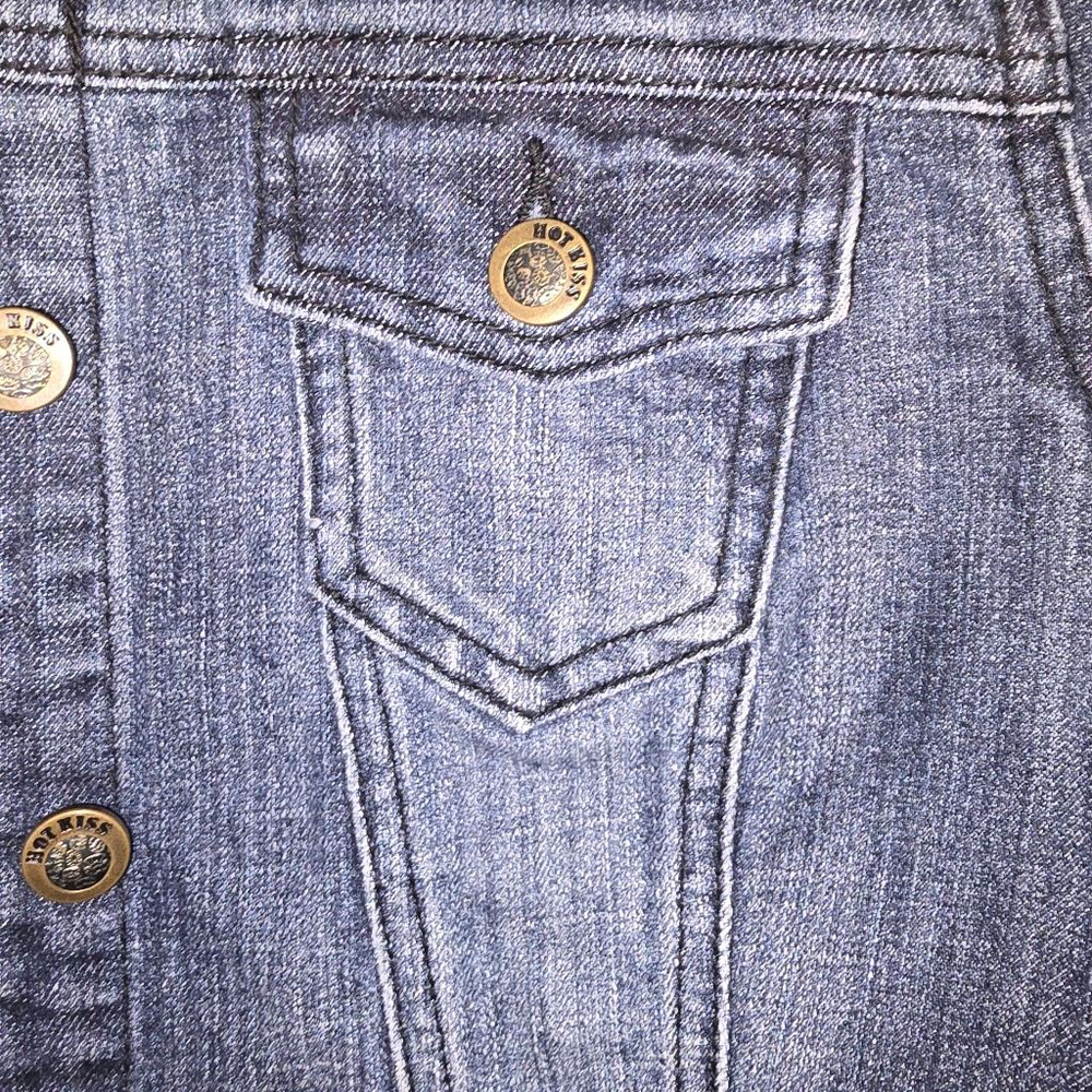 Hot Kiss Blue Cropped Jean Jacket Women's Juniors Large - Picture 3 of 5